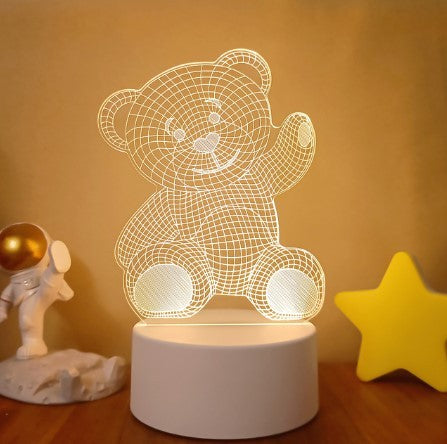 3D Lights Colorful Touch Remote Control LED Visual Lights Color5 White monochrome with switch USB