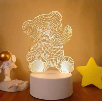 3D Lights Colorful Touch Remote Control LED Visual Lights Color5 White monochrome with switch USB