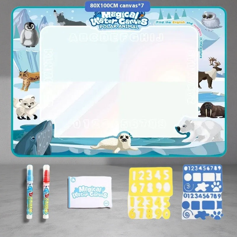 Cloth Toy Clear Water Painting Drawing Board – Magic Color Graffiti Blanket Water Picture Book 100X80CM North And South Pole