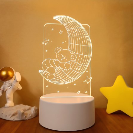 3D Lights Colorful Touch Remote Control LED Visual Lights Color6 White monochrome with switch USB