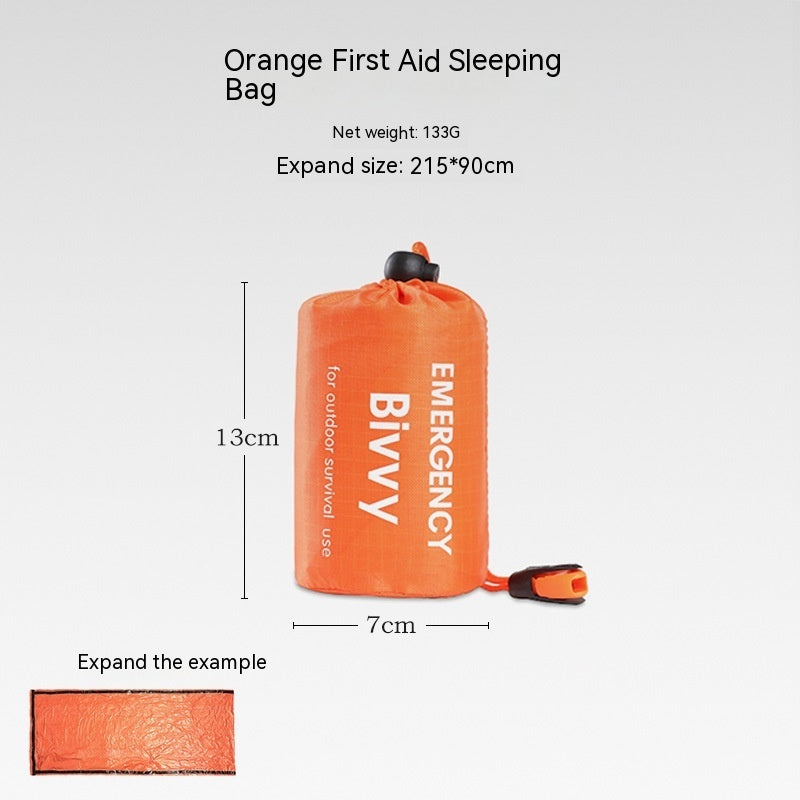 Portable Outdoor Disaster Relief Tent & Emergency Sleeping Bag Set – Lightweight 4-Season Shelter with Survival Accessories Sleeping Bag Orange