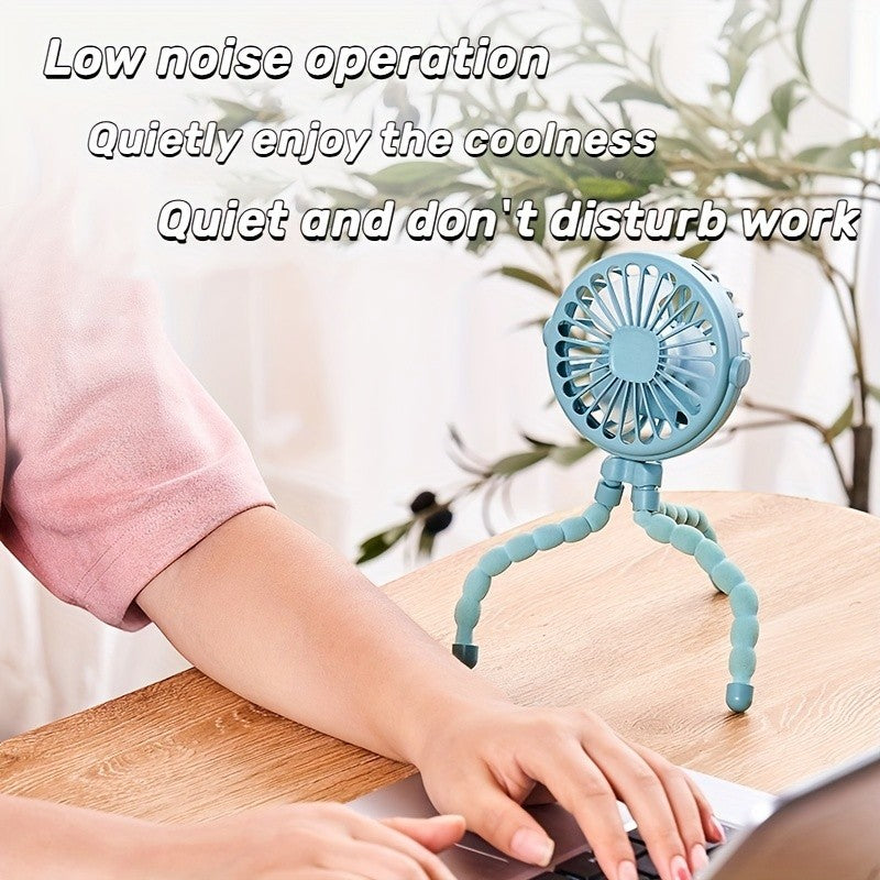 Portable USB Mini Octopus Fan – Adjustable Tripod Fan with LED Light for Stroller, Desk & More