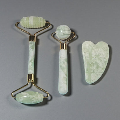 Beauty Device Jade Scraping Board Set – Natural Jade Facial Massage Tools