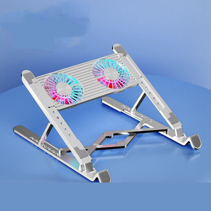 Folding Laptop Stand with Silent Cooling Fans – Adjustable Radiator for Desk & Lap Use | USB-C Charging