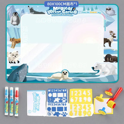 Cloth Toy Clear Water Painting Drawing Board – Magic Color Graffiti Blanket Water Picture Book 100X80CM North And South