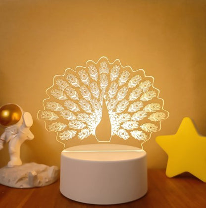 3D Lights Colorful Touch Remote Control LED Visual Lights Color26 White monochrome with switch USB